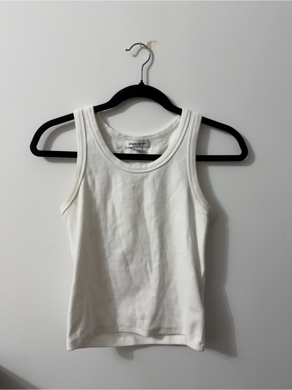 Urban Revivo Clean White Ribbed Tank Top